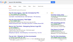 pay per click advertising (PPC) search results